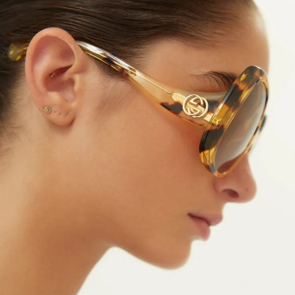 Gucci GG1235S 002 BRAND NEW Sunglasses Havana Brown Butterfly Oversized Women main image 6